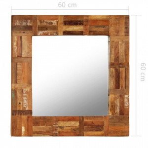 Oglindă de perete, 60 x 60 cm, lemn masiv reciclat - Img 7