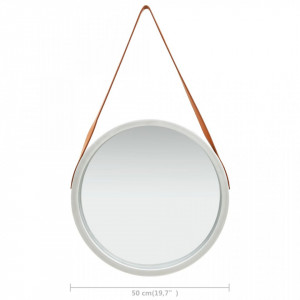 Oglindă de perete cu o curea, 50 cm, argintiu - Img 5