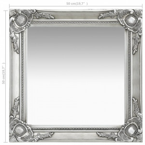 Oglindă de perete în stil baroc, argintiu, 50 x 50 cm - Img 5
