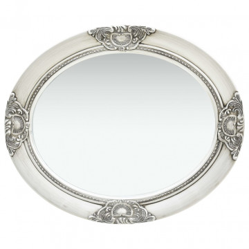 Oglindă de perete în stil baroc, argintiu, 50 x 60 cm - Img 3