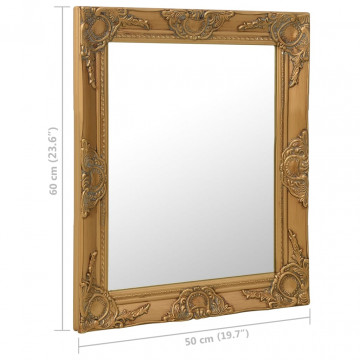 Oglindă de perete în stil baroc, auriu, 50 x 60 cm - Img 5