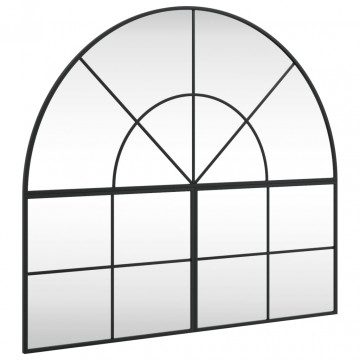 Oglindă de perete, negru, 100x90 cm, arcuită, fier - Img 2