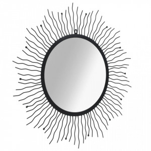 Oglindă de perete, negru, 80 cm, raze de soare - Img 2