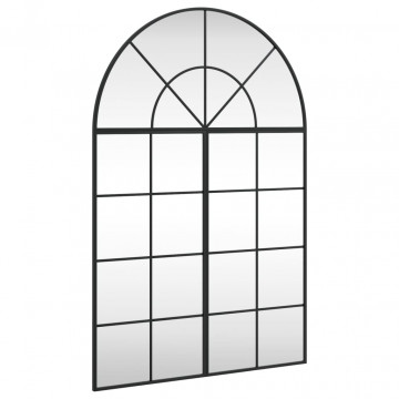 Oglindă de perete, negru, 80x120 cm, arcuită, fier - Img 2