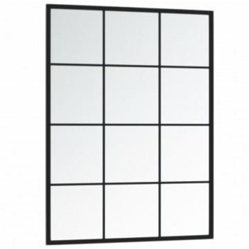 Oglindă de perete, negru, 80x60 cm, metal - Img 3