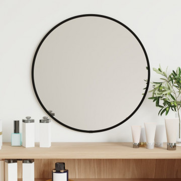Oglindă de perete rotundă, negru, Ø 40 cm - Img 1