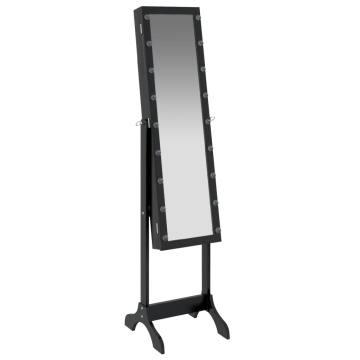 Oglindă de sine stătătoare cu LED, negru, 34x37x146 cm - Img 7