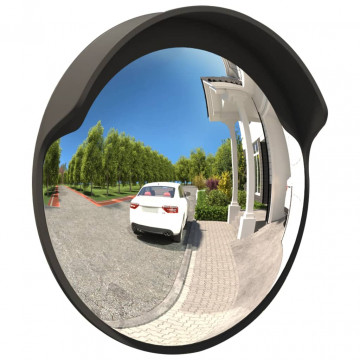 Oglindă de trafic convexă exterior, negru, Ø60 cm, policarbonat - Img 3