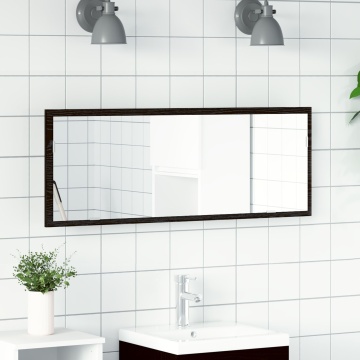 Oglindă LED pentru baie cu cadru din stejar negru, 100x8,5x37 cm, din lemn îngineresc - Img 1