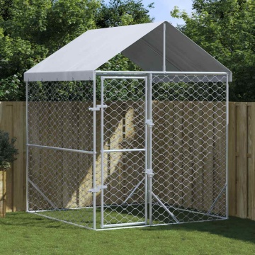 Padoc de exterior cu acoperiș argintiu 2x2x2,5m oțel galvanizat - Img 1