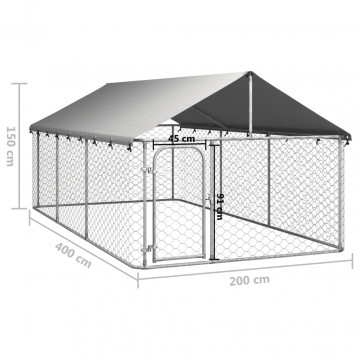 Padoc de exterior pentru câini, cu acoperiș, 400x200x150 cm - Img 5