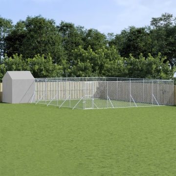 Padoc exterior cu acoperiș argintiu 10x10x2,5 m oțel galvanizat - Img 1
