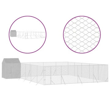 Padoc exterior cu acoperiș argintiu 10x10x2,5 m oțel galvanizat - Img 2