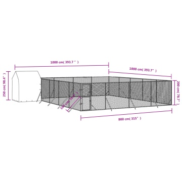 Padoc exterior cu acoperiș argintiu 10x10x2,5 m oțel galvanizat - Img 4