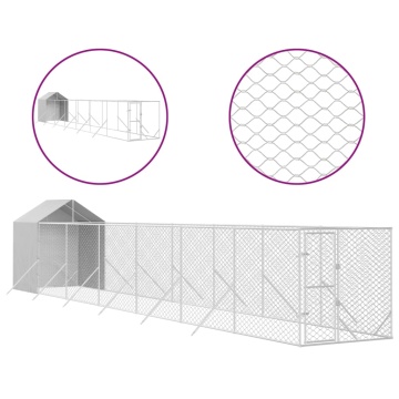 Padoc exterior cu acoperiș argintiu 2x14x2,5 m oțel galvanizat - Img 2