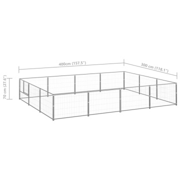 Padoc pentru câini, argintiu, 12 m², oțel - Img 5