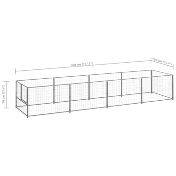Padoc pentru câini, argintiu, 4 m², oțel - Img 5