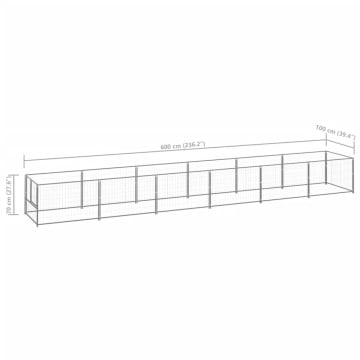 Padoc pentru câini, argintiu, 6 m², oțel - Img 5