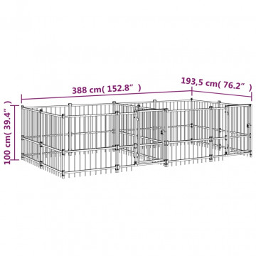 Padoc pentru câini de exterior, 7,51 m², oțel - Img 5