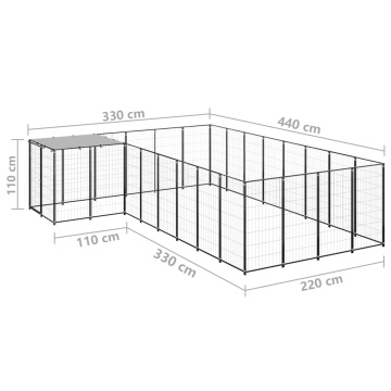 Padoc pentru câini, negru, 10,89 m², oțel - Img 5