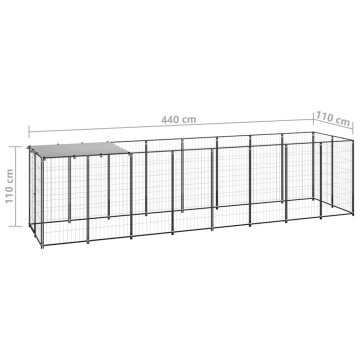 Padoc pentru câini, negru, 4,84 m², oțel - Img 5