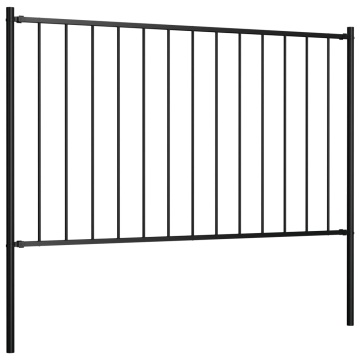 Panou de gard cu stâlpi, negru, 1,7 x 1 m, oțel - Img 2