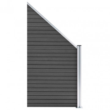 Panou de gard, negru, 95 x (105-180) cm, WPC - Img 2