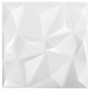 Panouri de perete 3D 12 buc. alb 50x50 cm model diamant 3 m² - Img 2