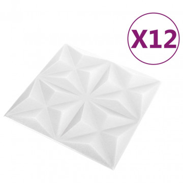 Panouri de perete 3D 12 buc. alb 50x50 cm model origami 3 m² - Img 3