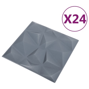 Panouri de perete 3D 24 buc. gri 50x50 cm model diamant 6 m² - Img 3