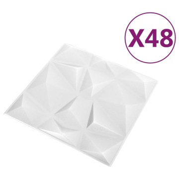 Panouri de perete 3D 48 buc. alb 50x50 cm model diamant 12 m² - Img 3