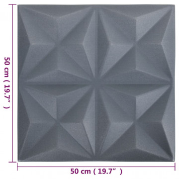Panouri de perete 3D 48 buc. gri 50x50 cm model origami 12 m² - Img 5