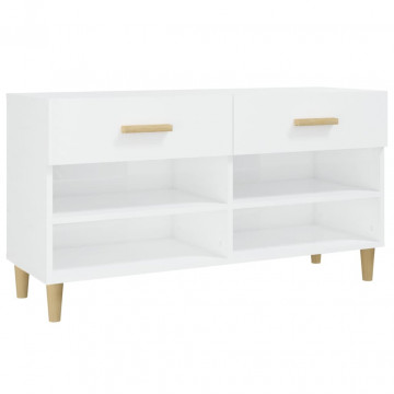 Pantofar, alb extralucios, 102x35x55 cm, lemn compozit - Img 2