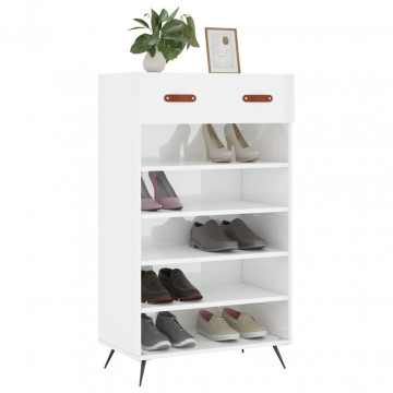 Pantofar, alb extralucios, 60x35x105 cm, lemn prelucrat - Img 3