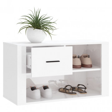 Pantofar, alb extralucios, 80x35x45 cm, lemn compozit - Img 4
