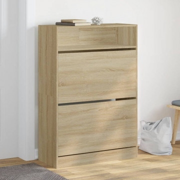 Pantofar cu 2 sertare rabatabile, stejar sonoma, 80x34x116 cm - Img 1