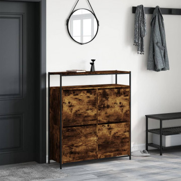 Pantofar cu 4 sertare rabatabile, stejar fumuriu, 100x34x112 cm - Img 3