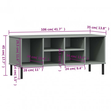 Pantofar cu picioare metalice „OSLO” gri 106x35x45 cm lemn - Img 6