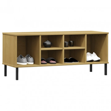 Pantofar cu picioare metalice „OSLO” maro 106x35x45 cm lemn - Img 3