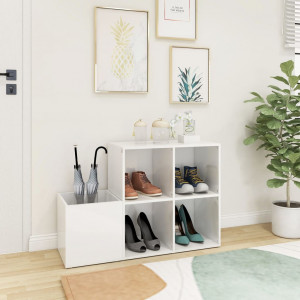 Pantofar de hol, alb extralucios, 105x35,5x70 cm, PAL - Img 3