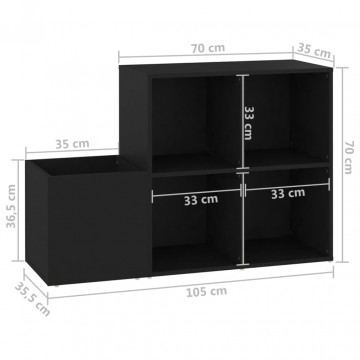 Pantofar de hol, negru, 105x35,5x70 cm, PAL - Img 7