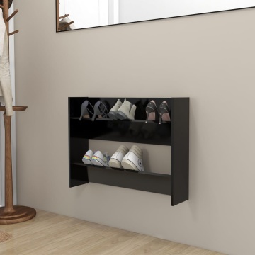 Pantofar de perete, negru, 80x18x60 cm, lemn prelucrat - Img 1