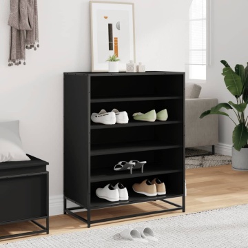 Pantofar, negru, 75x38x97,5 cm, lemn prelucrat/metal - Img 3
