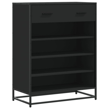 Pantofar, negru, 75x38x97,5 cm, lemn prelucrat/metal - Img 2