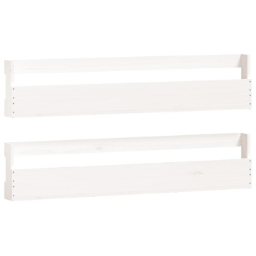 Pantofare de perete, 2 buc., alb, 110x9x23 cm, lemn masiv pin - Img 2