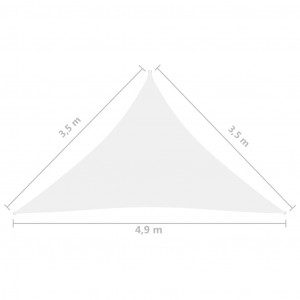 Parasolar, alb, 3,5x3,5x4,9 m, țesătură oxford, triunghiular - Img 5