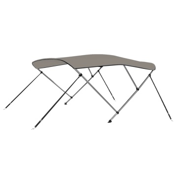 Parasolar barcă Bimini cu 3 arcuri, gri, 183x196x137 cm - Img 5
