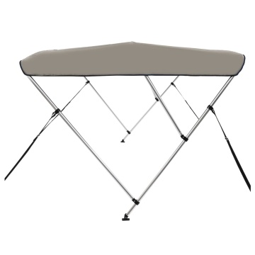 Parasolar barcă Bimini cu 3 arcuri, gri, 183x196x137 cm - Img 8
