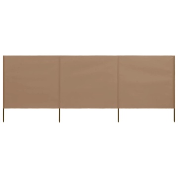 Paravan anti-vânt cu 3 panouri, gri taupe, 400x120 cm, textil - Img 3
