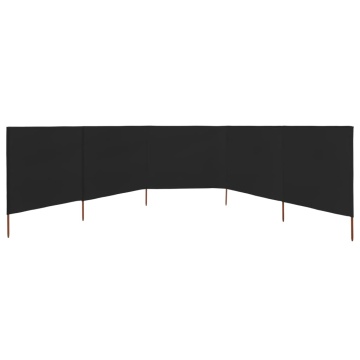 Paravan anti-vânt cu 5 panouri, negru, 600 x 120 cm, textil - Img 3